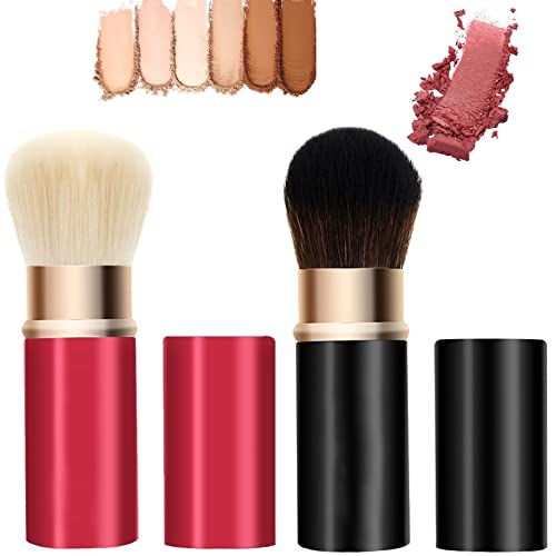 Brocha De Maquillaje Retráctil Kabuki Cepillo De Maquillaje Pincel Para Aplicar Maquillaje Pincel Brocha Para Colorete Brochas De Maquillaje Profesional Para Maquillaje Y Polvos（2 Piezas）