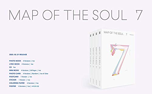 BTS Map of The Soul : 7 - [Ver.2] CD,Photobook, Folded Poster, Others with Extra Decorative Sticker Set, Photocard Set