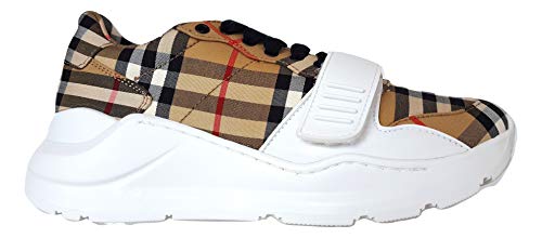 BURBERRY Zapatillas deportivas para hombre de tejido Over Size 8046826 Check Vintage, Check beige., 40.5 EU