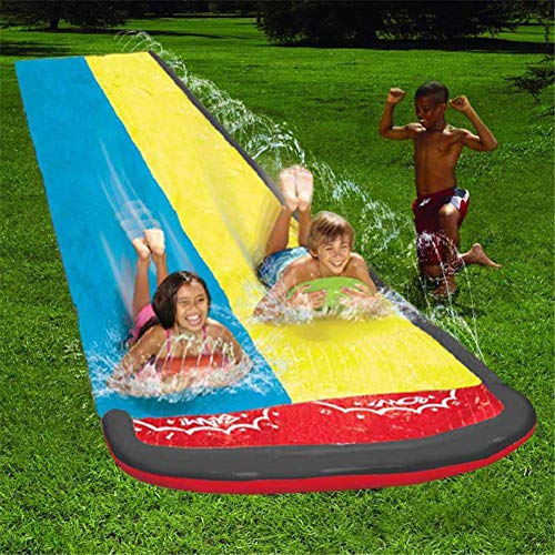 BWBG Pista Deslizante Agua Doble, Tobogan De Agua para Piscina Espesar Patio Trasero TobogáN De Agua Doble PVC Deslizador Acuático para Jardín para Actividades Familiares Aire Libre Fiesta