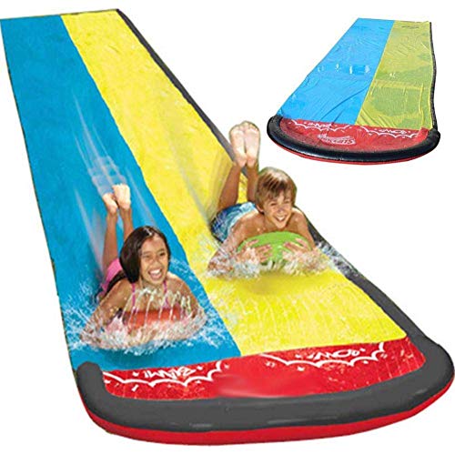 BWBG Pista Deslizante Agua Doble, Tobogan De Agua para Piscina Espesar Patio Trasero TobogáN De Agua Doble PVC Deslizador Acuático para Jardín para Actividades Familiares Aire Libre Fiesta