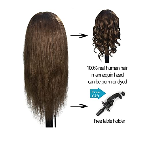 Cabeza de entrenamiento femenina de cabeza modelo de belleza de cabello human hair, 46 cm, con clip gratis