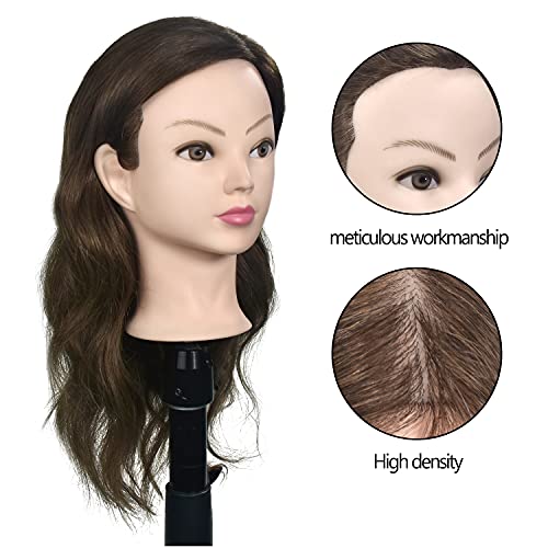 Cabeza de entrenamiento femenina de cabeza modelo de belleza de cabello human hair, 46 cm, con clip gratis