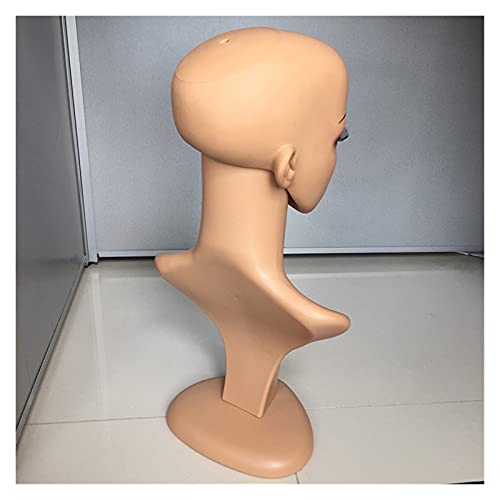 Cabeza de maniquí PE Bald MANNUQUIN Cabeza para Pelucas Haciendo la cosmetología Manikin Head para la práctica de Maquillaje Cabeza de maniquí Negro