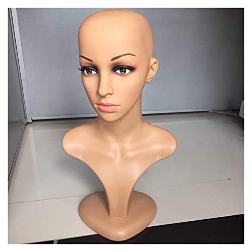 Cabeza de maniquí PE Bald MANNUQUIN Cabeza para Pelucas Haciendo la cosmetología Manikin Head para la práctica de Maquillaje Cabeza de maniquí Negro