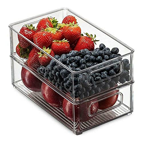 Caja de almacenamiento apilable para nevera, cajón de armario de cocina transparente, organizador de comida de huevo PET, contenedor de mantenimiento de frutas frescas, herramientas para el hogar