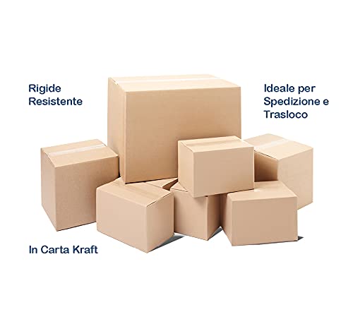 Cajas de cartón de doble onda Habana, 50 x 50 x 40 cm, para embalaje, envíos, cajas de cartón ondulado, ligeras, sólidas y resistentes, juego de 5 unidades, fabricadas en Italia