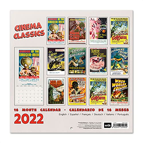Calendario Clásicos del cine 2022 - Calendario 2022 pared - Calendario pared │ Calendario 2022 - Calendario mensual - Producto con licencia oficial