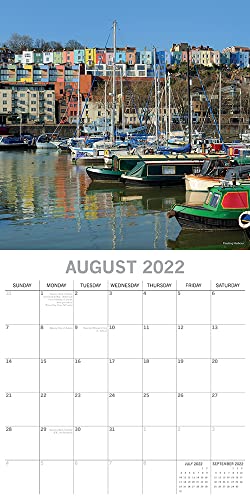 Calendario de pared 2022, Bristol, 30,4 x 30,4 cm, vista mensual, 16 meses, temática escénica británica, incluye 180 pegatinas recordatorias