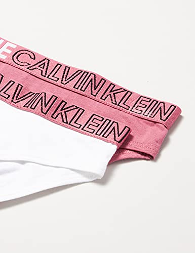 Calvin Klein 2PK Bikini Estilo Ropa Interior, Berryblush/Pvhwhite, 12 años para Niñas