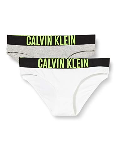 Calvin Klein 2pk Bikini, Greyheather/White, 8-10 Jahre para Niñas