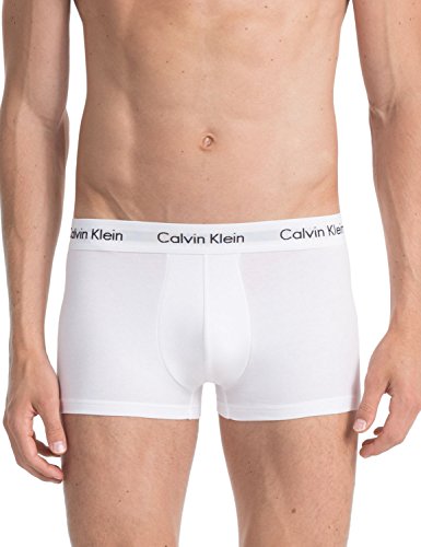 Calvin Klein 3 Pack Low Rise Trunks-Cotton Stretch Bóxers, Multicolor (Black/White/Grey Heather), L (Pack de 3) para Hombre