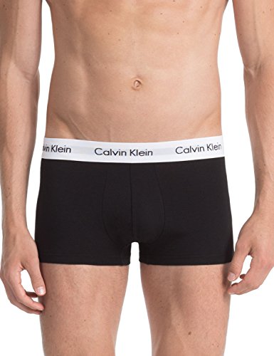 Calvin Klein 3 Pack Low Rise Trunks-Cotton Stretch Bóxers, Multicolor (Black/White/Grey Heather), L (Pack de 3) para Hombre