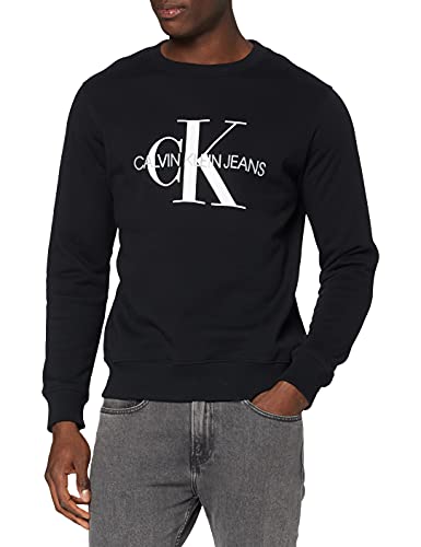 Calvin Klein Iconic Monogram Crewneck Sudadera, Negro (CK Black Bae), S para Hombre