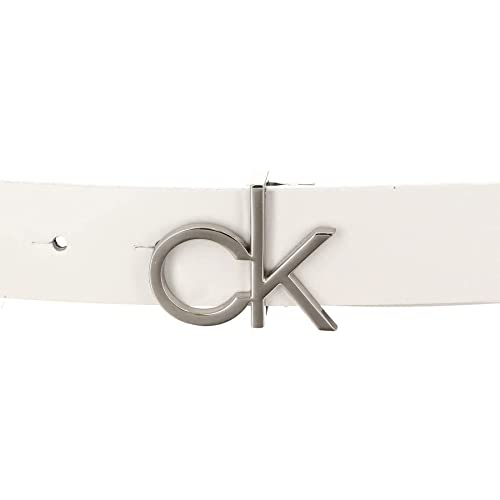 Calvin Klein Logo Belt 30mm Cinturón, CK White, 85 para Mujer