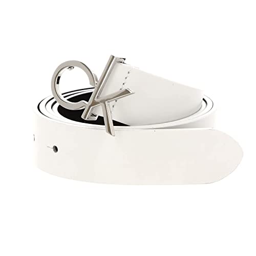 Calvin Klein Logo Belt 30mm Cinturón, CK White, 85 para Mujer