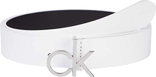 Calvin Klein Logo Belt 30mm Cinturón, CK White, 85 para Mujer