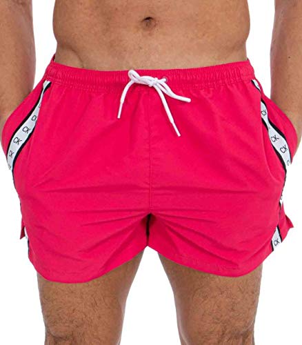 Calvin Klein Logotipo Premium Cinta Atlética-Corte Pantalones De Baño De Los Hombres, Rosa Joya Pequeño