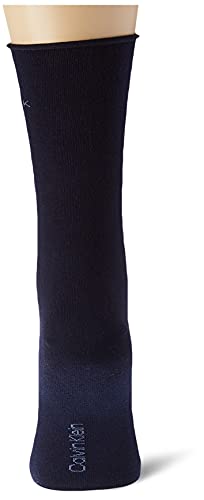 Calvin Klein Roll Top Women's Crew Socks-Calcetines para Mujer (3 Unidades) clásicos, Azul Vaquero, Talla única