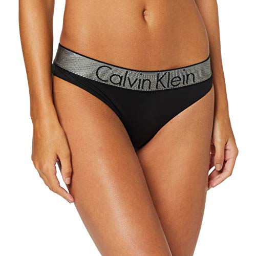 Calvin Klein Thong Tanga, Negro (Black 001), S para Mujer