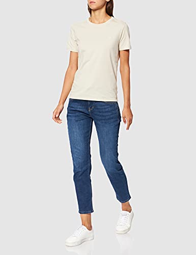 Calvin Klein Top pequeño con Cuello en C Camiseta, Bleached Stone, M para Mujer