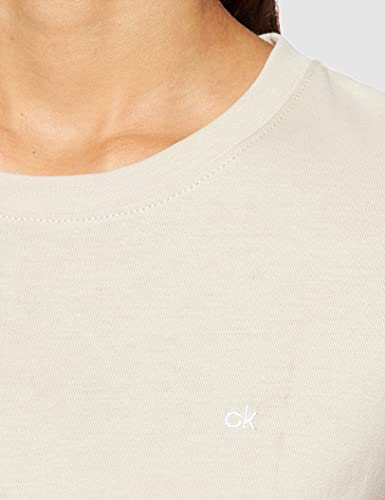 Calvin Klein Top pequeño con Cuello en C Camiseta, Bleached Stone, M para Mujer