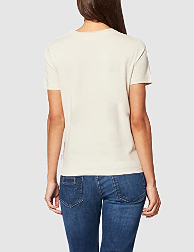Calvin Klein Top pequeño con Cuello en C Camiseta, Bleached Stone, M para Mujer
