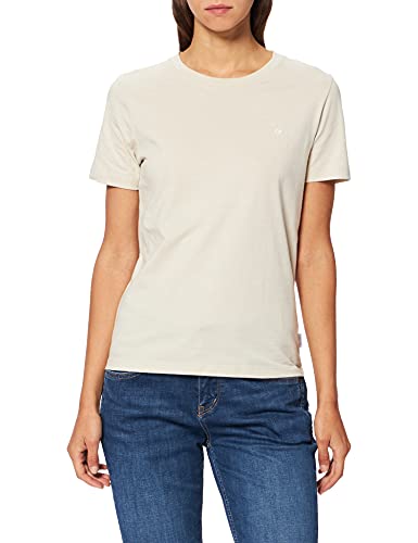 Calvin Klein Top pequeño con Cuello en C Camiseta, Bleached Stone, M para Mujer