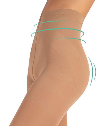 CALZITALY Medias reductoras anticelulitis | panty opaco de mujer | 70 den | natural, negro | s, m, l, xl | calcetería italiana | (S, NATURAL)