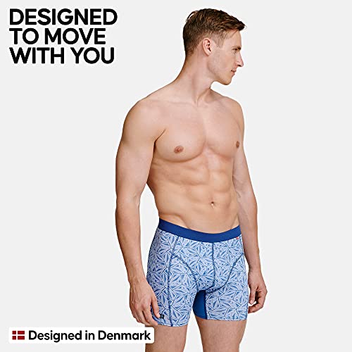 Calzoncillos Bóxers de Deporte para Hombre, Secado Rápido, Transpirable, Resistentes al Olor, Suave, Ligero, Ropa Interior para Deporte, Pack de 3 (Multicolor: 2 x Negro, 1 x Mosaico Azul, Large)