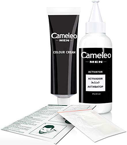 Cameleo Tinte permanente para el cabello | Color negro para barba y bigote | Efecto de color natural en 5 minutos | Cubrir el cabello gris | Amoníaco, PPD, sin parabenos, 30 ml