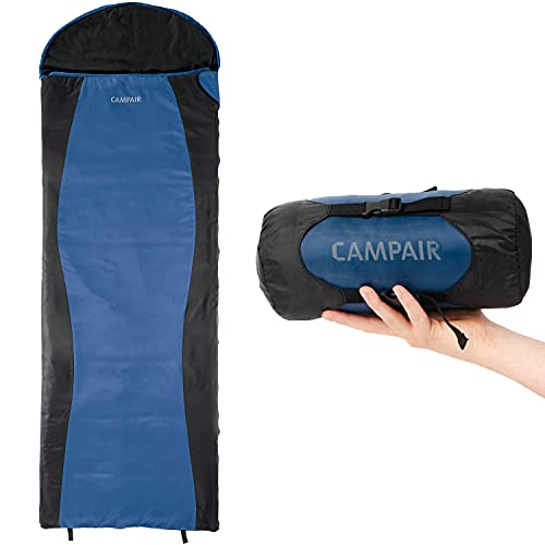 CampAir Saco de Dormir Ultra Ligero con Bolsa de Compresión, 220 x 75 x 75 cm, 210T Diamond-Ripstop (Azul)