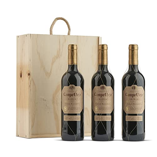 Campo Viejo Gran Reserva Caja de madera Premium 3 botellas D.O.Ca Rioja Vino - 750 ml