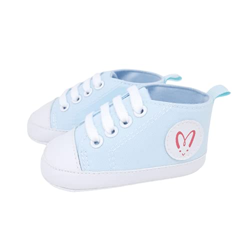 Canastilla Personalizada para Recien Nacido - Sneakers de Mababy - Dou dou Conejito y Muselina de lactancia personalizados y Par de Zapatillas de lona de Mababy - Regalos Bebé. (azul, 0-3 meses)