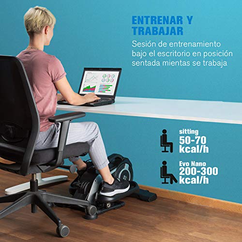 CAPITAL SPORTS Evo Nano - pedaleador, pedaleador electrico, ordenador de entrenamiento, soporte de aplicación Kinomap, pedalear sentado, Bluetooth, resistencia 8 pasos, sistema SilentBelt, antracita