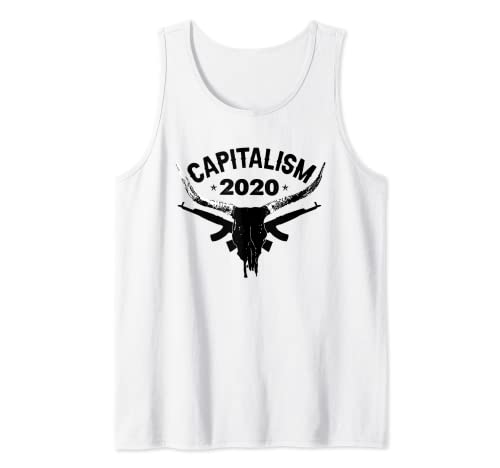 Capitalismo 2020, Steer Skull, Patriotic Gear por Red Pill 45 Camiseta sin Mangas