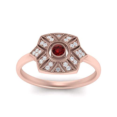 CaratYogi 14K Rose PLAZADO DE Oro DE Rosa Productos INFINITOS FOREBRADOS Ruby Gemstones ANTICANOS ANTICANOS Regalo para SU JOYERÍA DE Boda para FOREY Amor ATILLIR