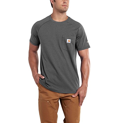 Carhartt Force Cotton Delmont Short-Sleeve T-Shirt Camiseta, Carbon Heather, L para Hombre