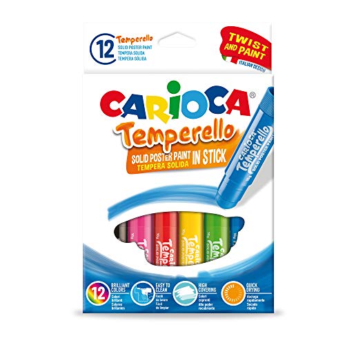 Carioca Témperas de Barra Temperello | Témperas Sólidas de Colores para Niños, Témperas Super Lavables, Colores Surtidos, 12 Uds