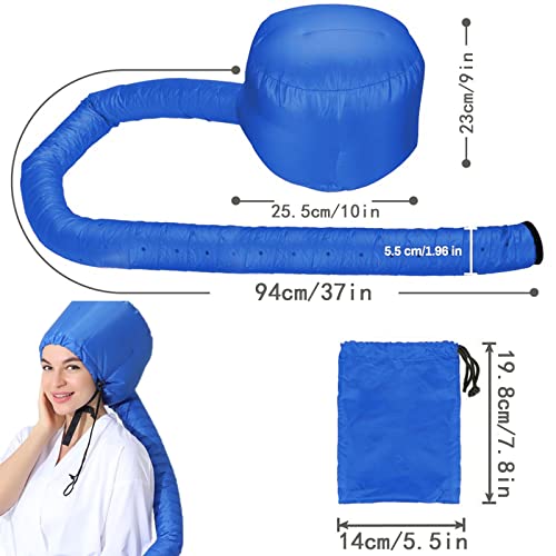 Casco para Secar de Pelo, Ajustable con Capucha, para Secador de Pelo de Mano Universal, Secador de Pelo, para Mujeres y Niñas, Peinado, Rizado, Secado de Cabello (Azul)