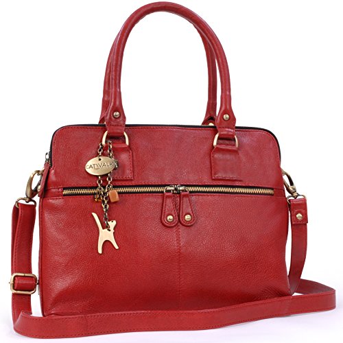 CATWALK COLLECTION - VICTORIA - Bolso de hombro estilo shopper - Cuero vintage - Rojo