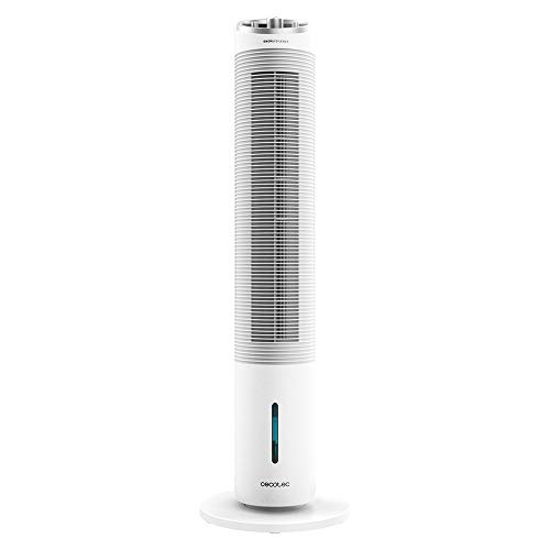 Cecotec Climatizador evaporativo de Torre EnergySilence 2000 Cool Tower. 60 W, Depósito extraíble de 2 litros, 3 Velocidades, Oscilación de 60º, Caudal de Aire de 800 m3/h