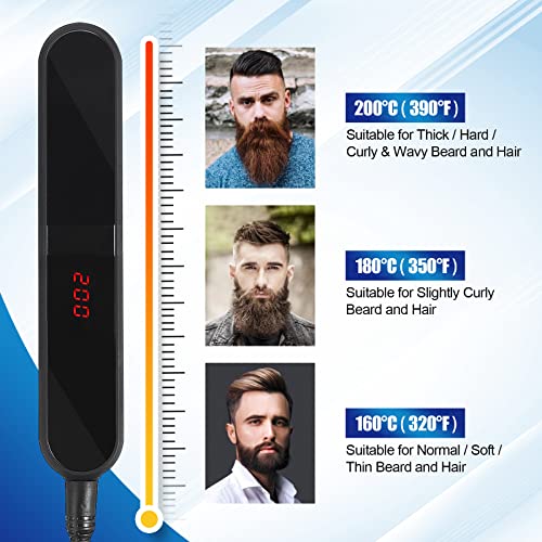 Cepillo Alisador Barba Hombre, Peine Alisador de Barba con Pantalla LCD, Temperatura Regulable, Anti-Quemaduras, Peine Alisador Barba - Alisa la Barba Encrespada - El Regalo Ideal para Hombres