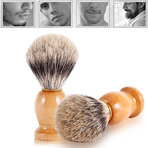Cepillo de afeitar, herramientas de afeitar para el cabello facial Herramienta de cosméticos Mango de madera Essentials para hombres Faux Badger Hair Barber Beauty Tool Perfecto para el hogar