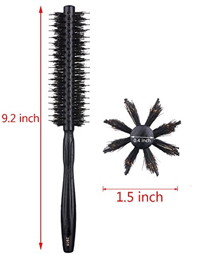 Cepillo de pelo redondo con cerdas de jabalí naturales y cerdas de nailon, Cepillo para dar volumen – 3,8 cm de diámetro