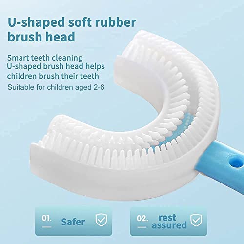 Cepillo Dental Infantil,cepillo de dientes en forma de U para niños, cabezal de silicona suave de calidad alimentaria, 360 ° de cuidado bucal,para niños de 2 a 12 años, 4PCS