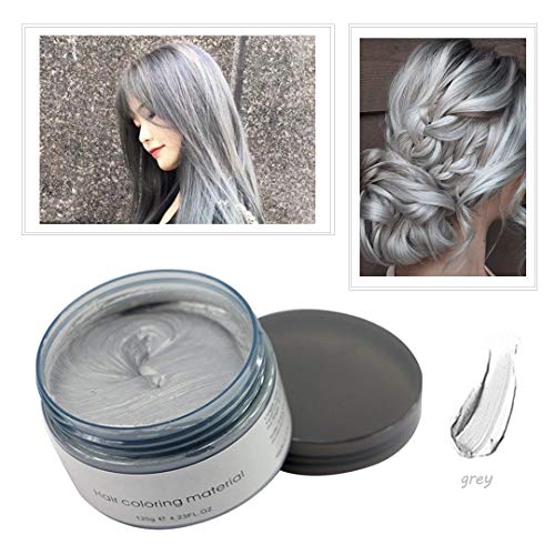 Cera de Color Para el Cabello, Tinte de Cabello Temporal Mujer y Hombre, Cera Pelo DIY, Fórmula Planta Lavable Cera de Peinado Natural Mate 4.23 OZ - Gris Plateado