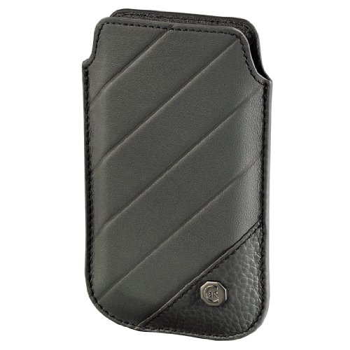 Cerruti 1881 - Funda de piel para móvil (tamaño M, 7,3 x 11,8 x 1,6 cm), color gris