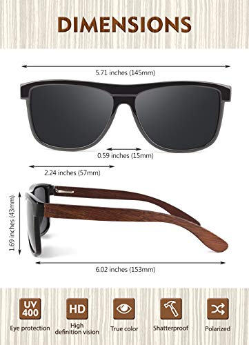 CGID Gafas de sol originales polarizadas de madera hombre y mujeres con espejo y UV400 CAT3 M07