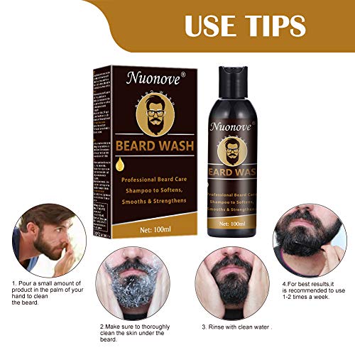 Champú Para Barba, Champú barba, Barba Cuidado Kit, Limpia en Profundidad, Suaviza y Nutre La Barba, y Promueve El Crecimiento De La Barba 100ML